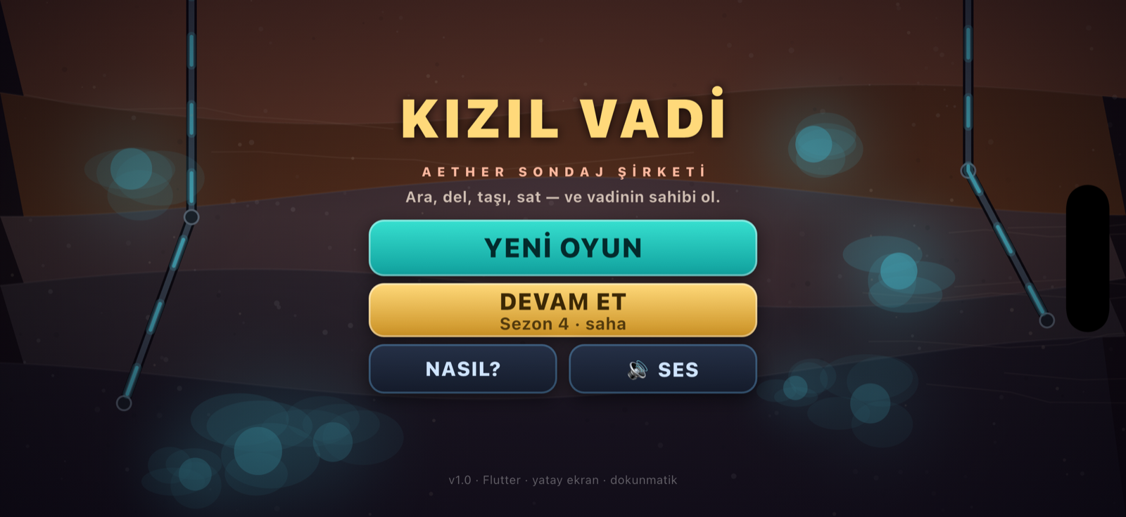 Aether Kızıl Vadi ana menü ekranı