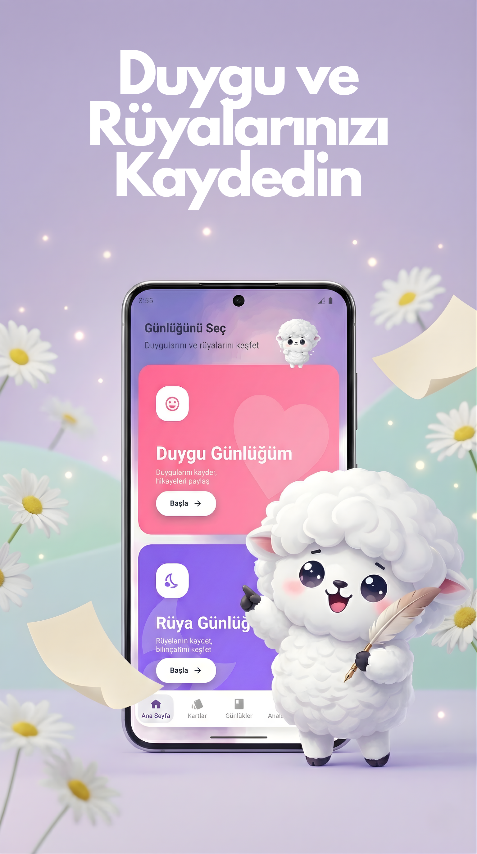 Duygu ve rüya kaydetme ekranı